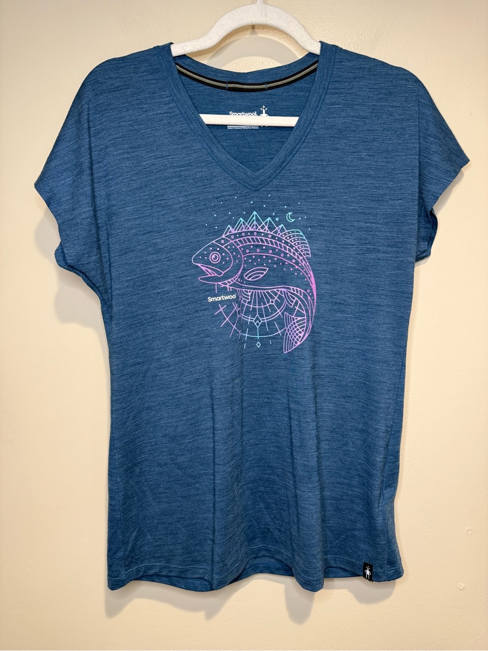 Smartwool Women Merino Sport 150 Short Sleeve - trout graphic size medium - Picture 3 of 8